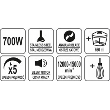 YATO GASTRO Blender vertical cu accesorii 700 W..